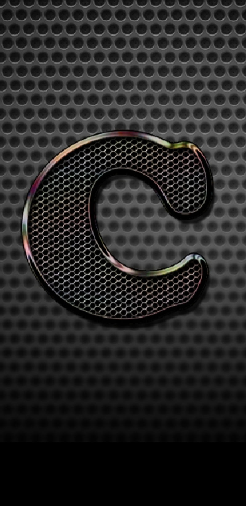 Letter c, black, metal, letters, alphabets, alphabet, HD phone