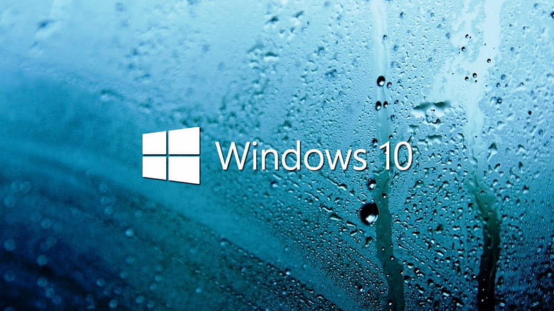 Windows 10 Logo Blue Glass Water Drops Windows 10, HD wallpaper