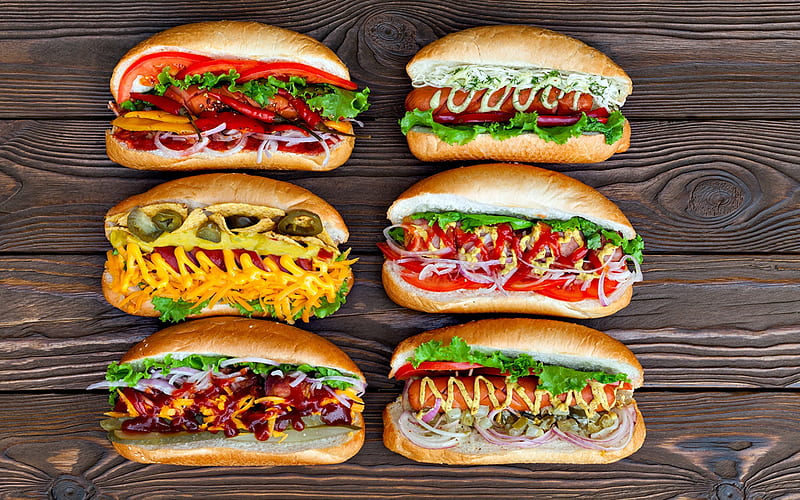 Hot Dogs, fruit, food, bun, dogs, cream, Hot, HD wallpaper