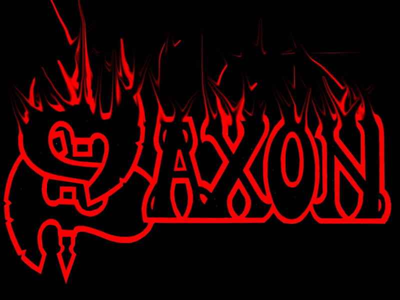 Saxon, red, metal, logo, music, band, heavy, black, HD wallpaper