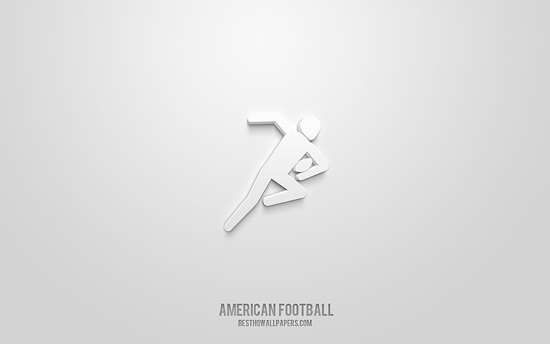 American Football 3d icon, white background, 3d symbols, American Football, creative 3d art, 3d icons, American Football sign, sports 3d icons, HD wallpaper
