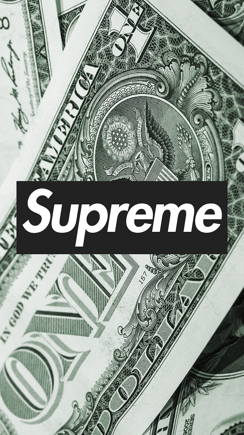 Supreme Money, 1 dollar, 100 dollars, brands, ricegum, usa, HD phone wallpaper