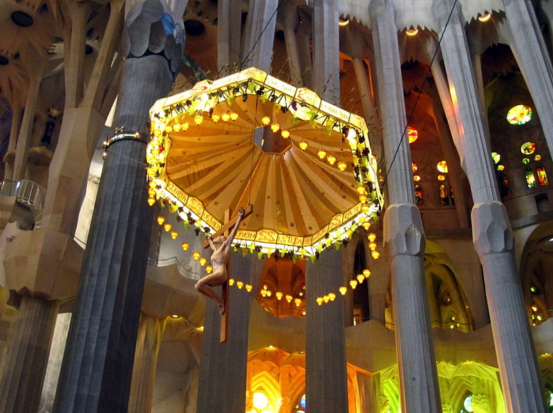 Sagrada Familia Barcelona Spain, gaudi, art, graphy, color, church, abstract, HD wallpaper