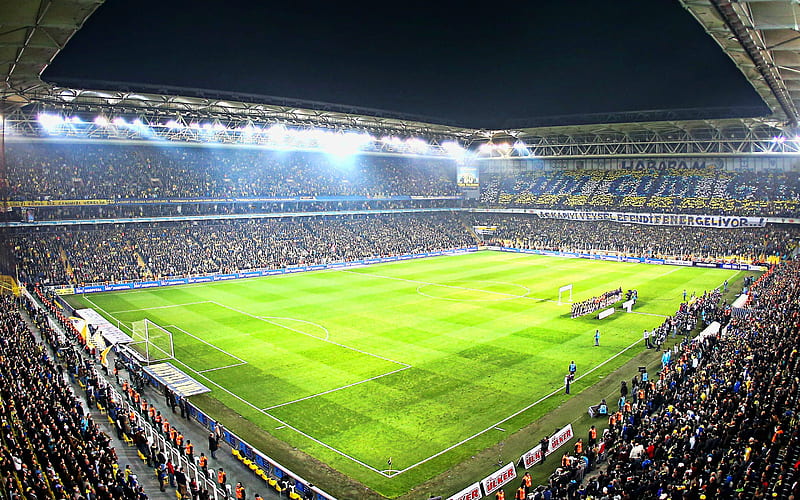 Fenerbahce Stadium, match, Sukru Saracoglu Stadium, football, full stadium, soccer, Istanbul, Turkey, turkish stadiums, HD wallpaper