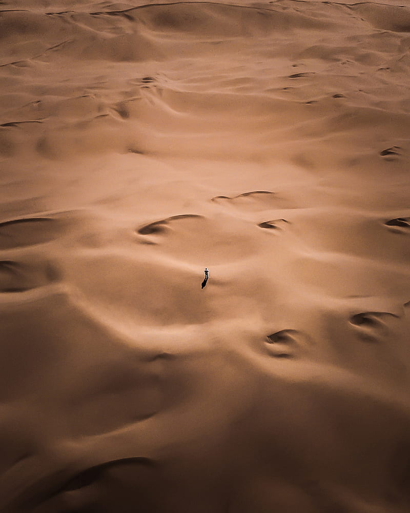 desert, silhouette, alone, aerial view, sand, HD phone wallpaper