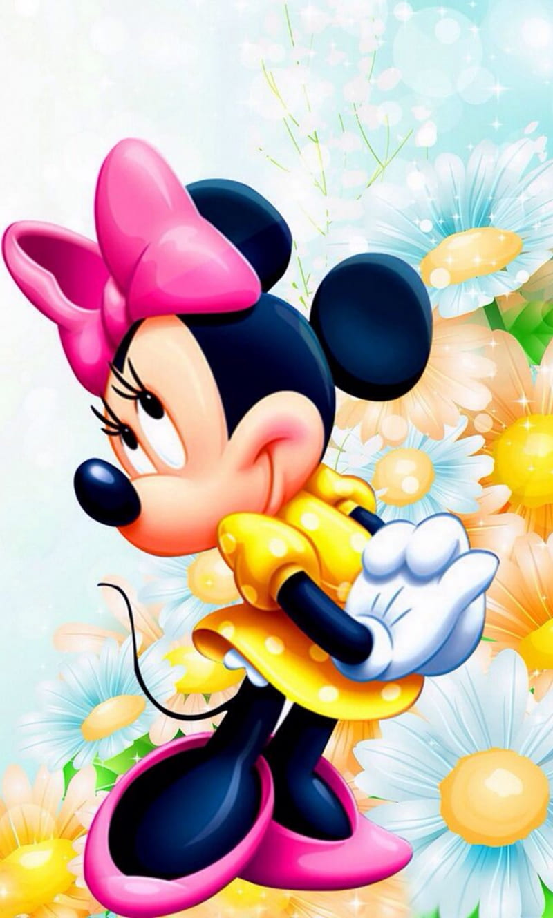 480x800px, color, disney, flowers, happy, mickey, minnie mouse, HD phone wallpaper