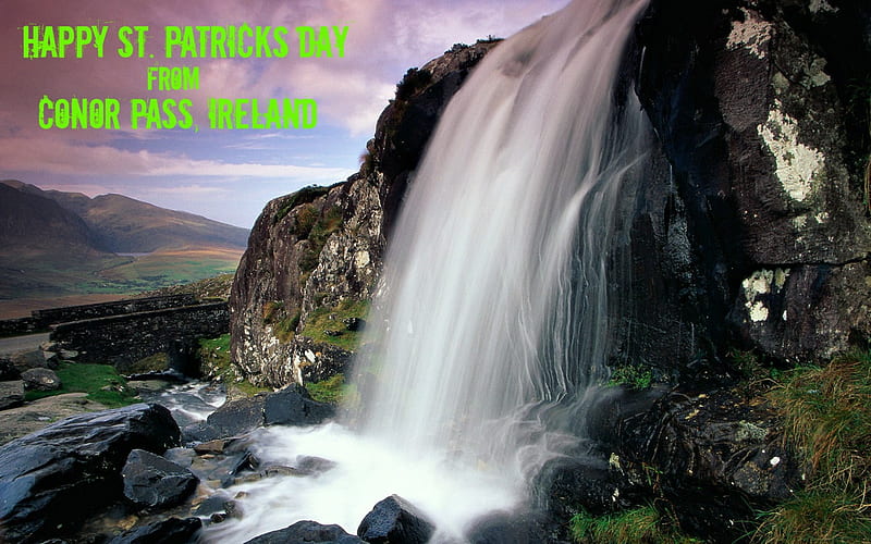 Happy St. Patrick's Day, Ireland, Saint Patrick, Waterfall, Bridge, HD wallpaper