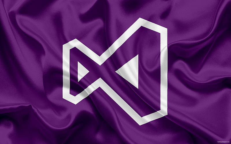 Visual Studio, logo, emblem, purple silk, VS logo, programming, IDE, HD wallpaper