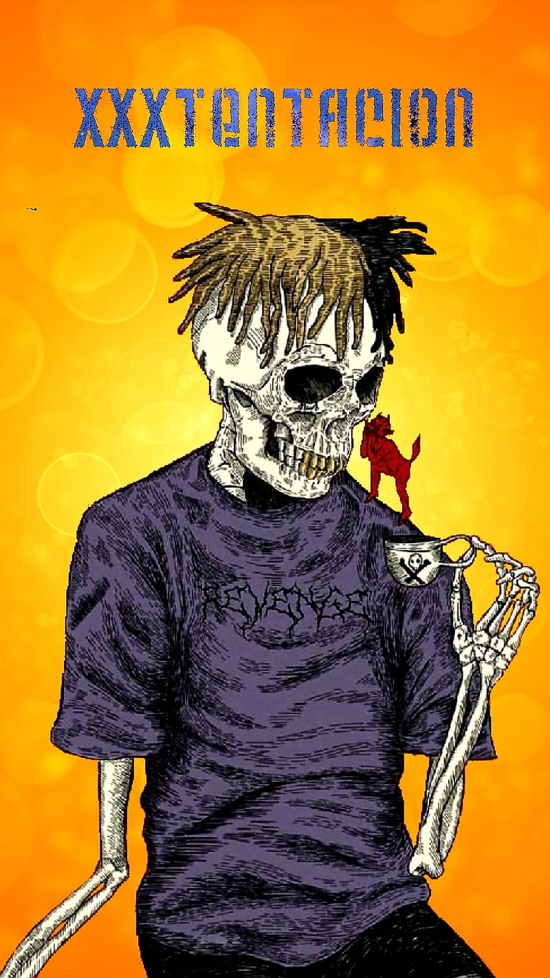 Jahseh Onfroy, bad vibes, devil, long live x, rest in peace, sippin tea, skeleton, triple x, HD phone wallpaper
