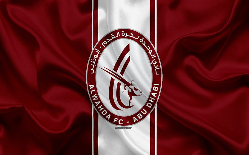 Al Waa FC logo, burgundy silk flag, emblem, silk texture, emirate ...