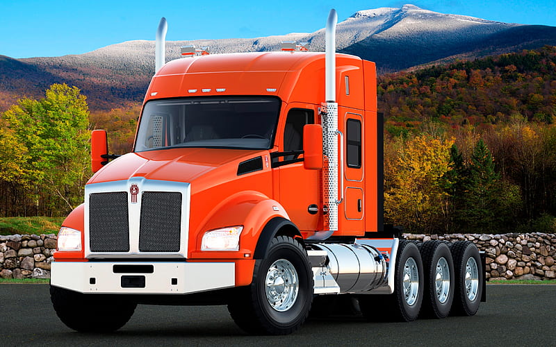 Kenworth T880, 2017, orange T880, new trucks, delivery, American truck, Kenworth, HD wallpaper