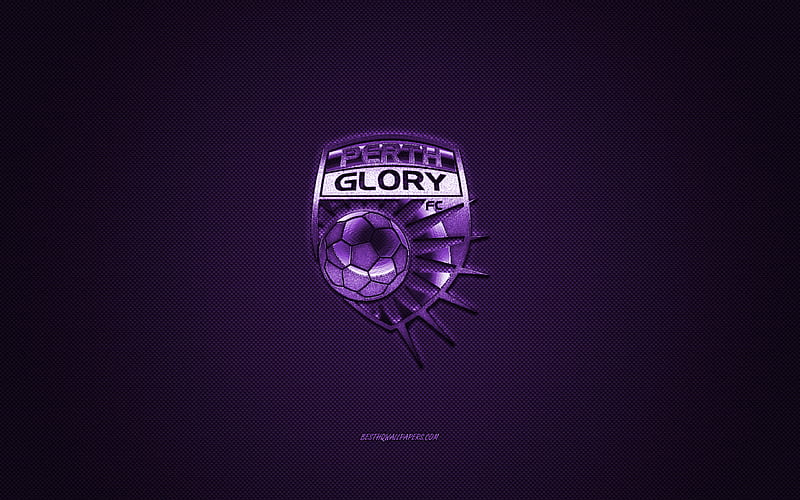Perth Glory FC, Australian football club, A-League, purple logo, purple carbon fiber background, football, Perth, Australia, Perth Glory FC logo, HD wallpaper