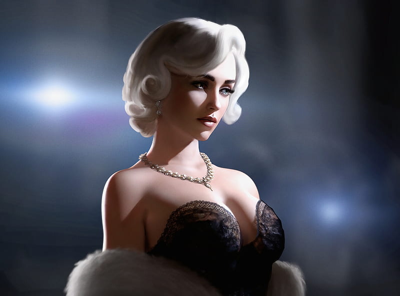 Marilyn Monroe, luminos, girl, kirill repin, fantasy, HD wallpaper