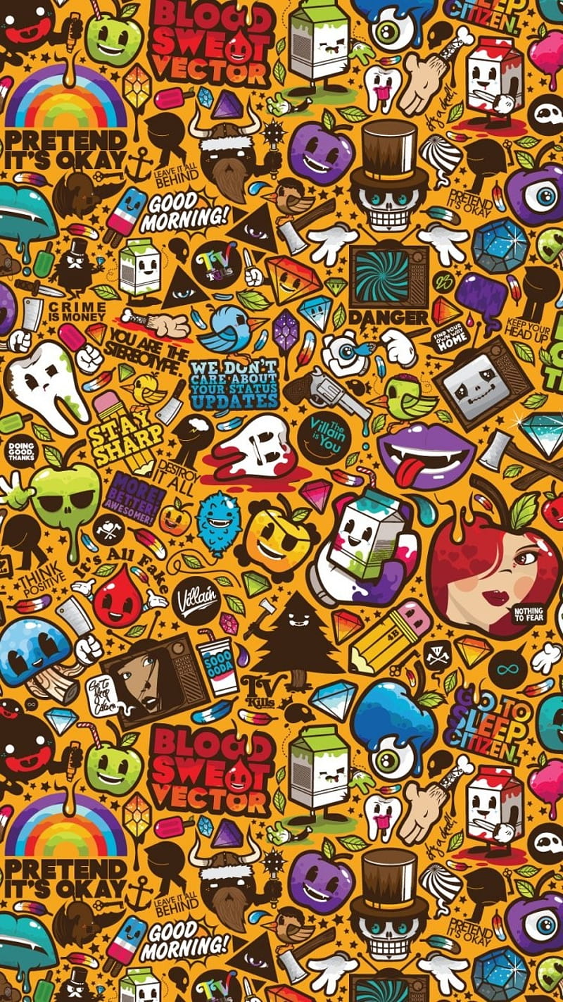 Sticker bomb, icons, logos, HD phone wallpaper