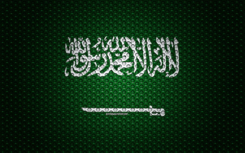 Flag of Saudi Arabia creative art, metal mesh texture, Saudi Arabia flag, national symbol, Saudi Arabia, Asia, flags of Asian countries, HD wallpaper
