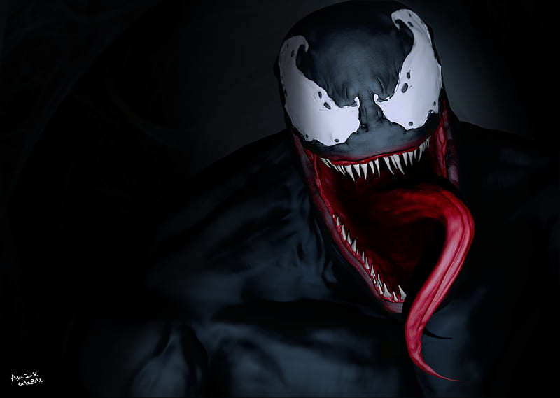 Venom Face, venom, superheroes, behance, digital-art, artwork, HD wallpaper