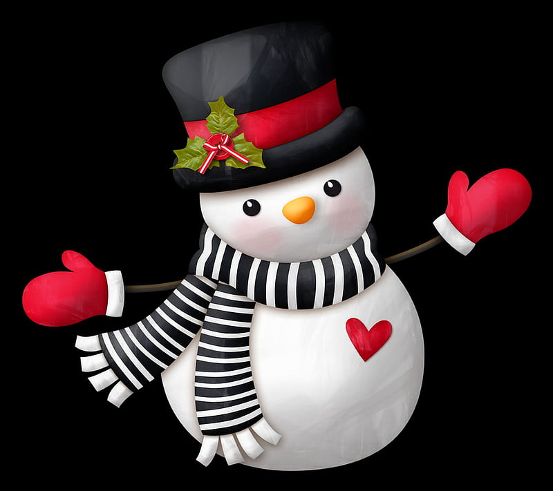 Snowman, christmas, cute, happy, heart, holidays, love, HD wallpaper