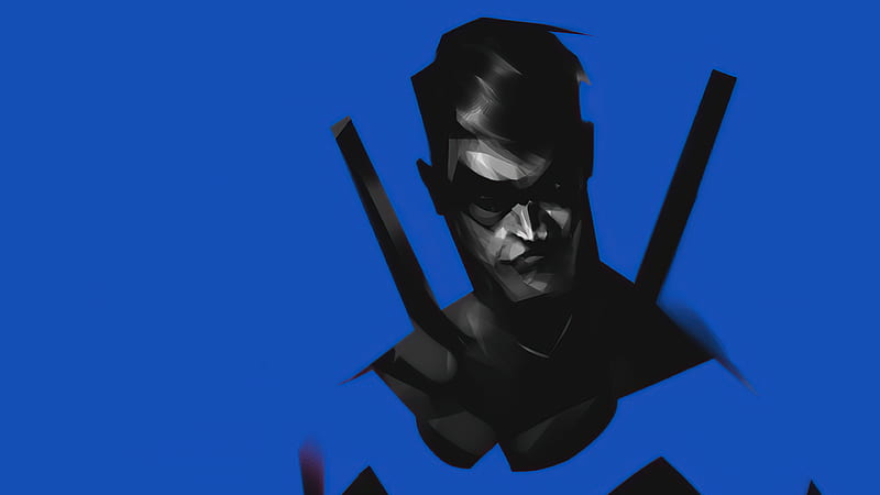 Nightwing Minimal Blue , nightwing, superheroes, artist, artwork, digital-art, minimalism, minimalist, artstation, HD wallpaper