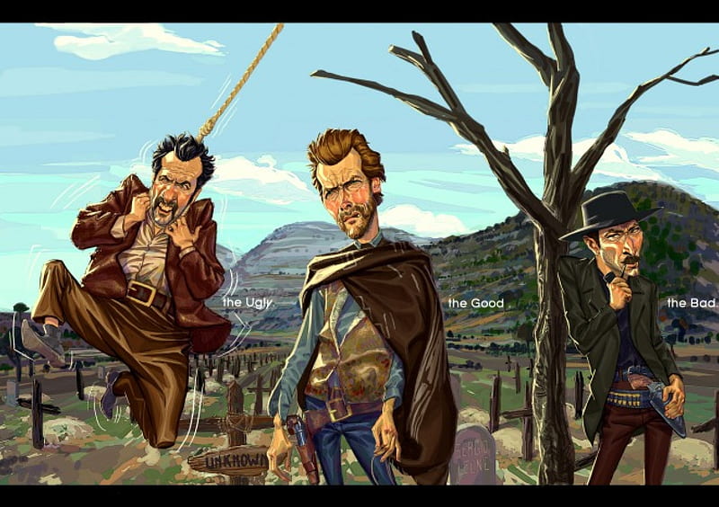 The Good, the Bad and the Ugly Art, Clint Eastwood, Eli Wallach, Art, Lee Van Cleef, HD wallpaper