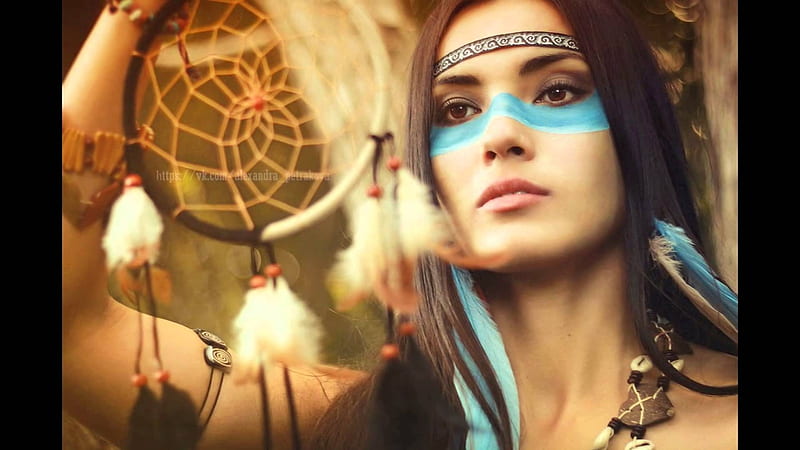 Native Symbols, art, american, dream catcher, girl, HD wallpaper