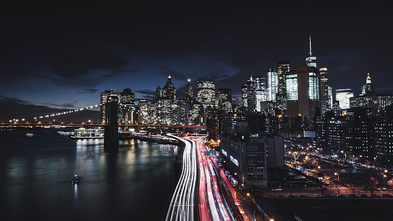 New York City Night Cityscape, City Skyline Night, HD wallpaper