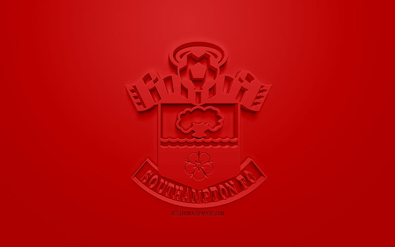Southampton FC, creative 3D logo, red background, 3d emblem, English football club, Premier League, Hampshire, England, 3d art, football, stylish 3d logo, HD wallpaper