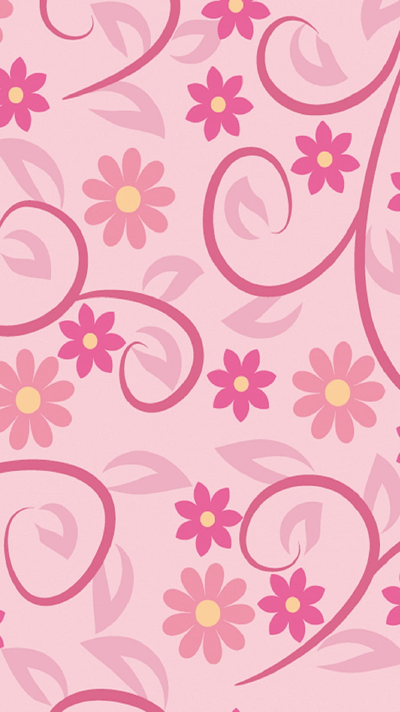 pink floral, abstract, bird, flowers, pattern, purple, HD phone wallpaper