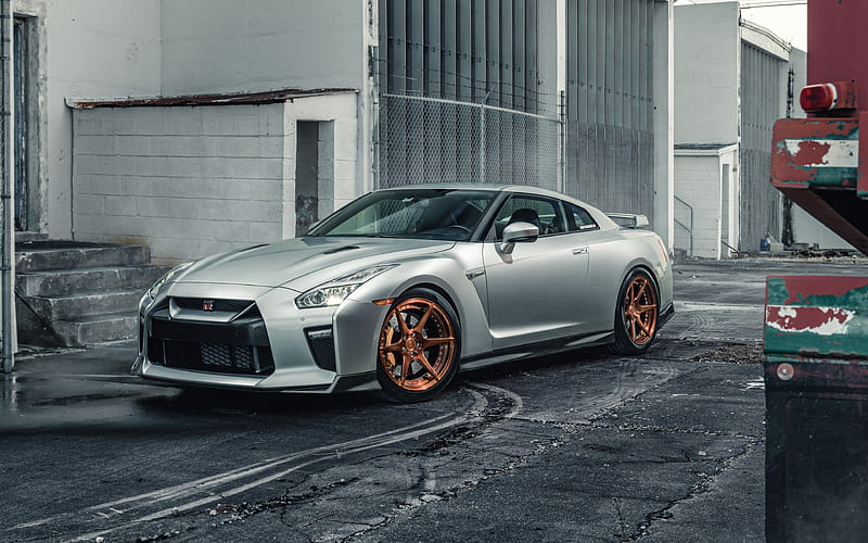 Nissan GT-R, factory, R35, supercars, silver GT-R, tuning, Nissan, HD wallpaper