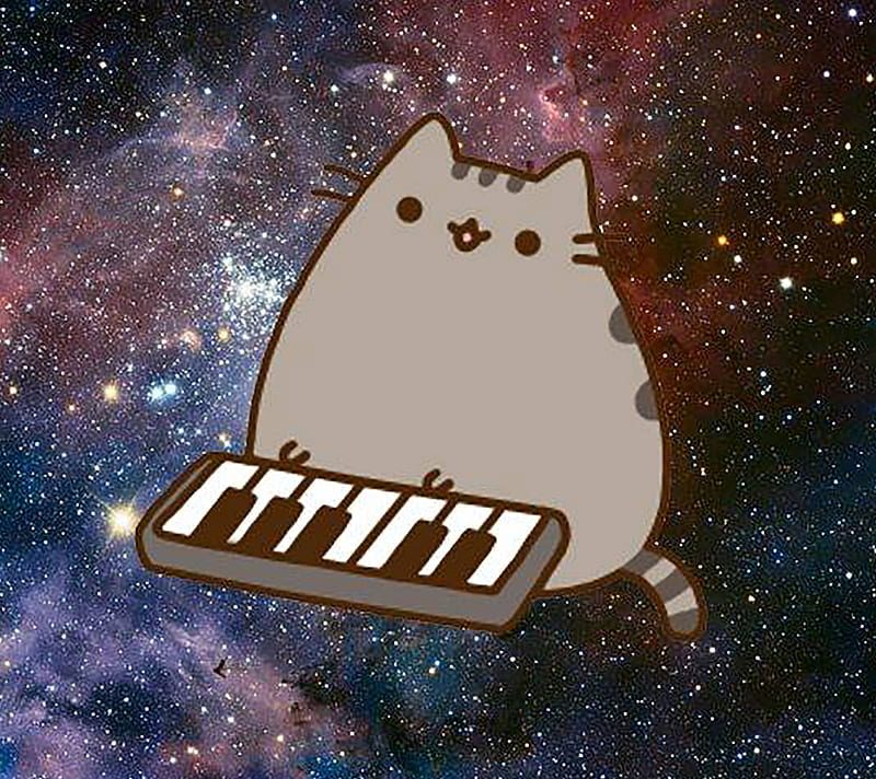 Pusheen Space Synth, cat, keyboard, music, synthesizer, HD wallpaper