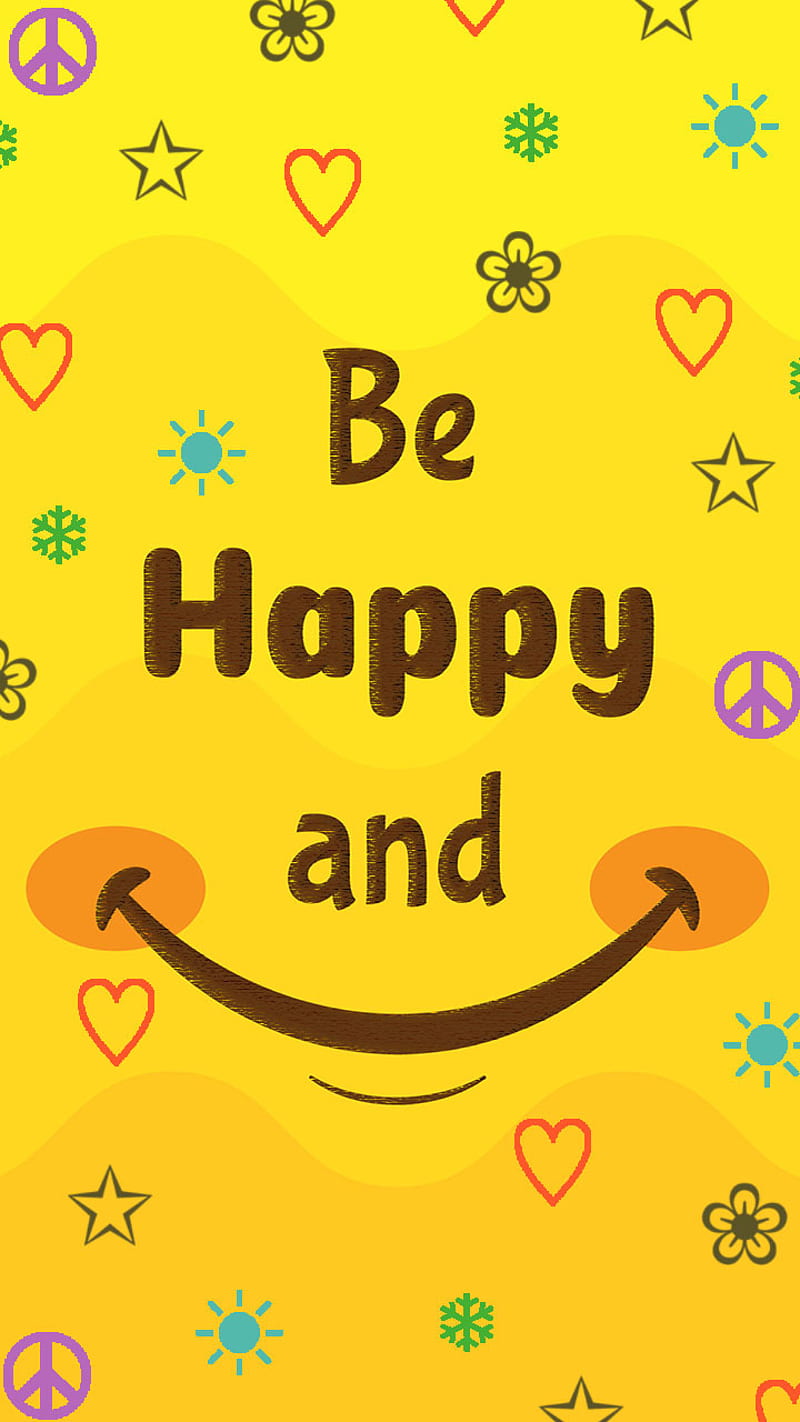 Be happy and smile, flower, heart, logo, peace, star, sun, symbols, think  positive, HD phone wallpaper | Peakpx