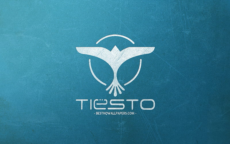 Tiesto logo, creative retro art, blue retro background, emblem, Tiesto, HD wallpaper