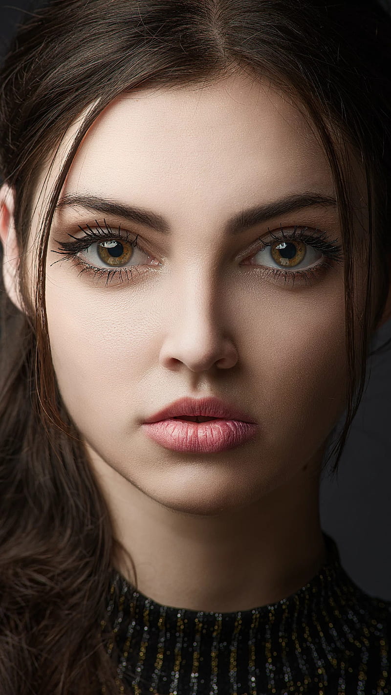 Brown big eyes, bonito, big eyes, brown eyes, face, girl, gorgeous,  portrait, HD phone wallpaper