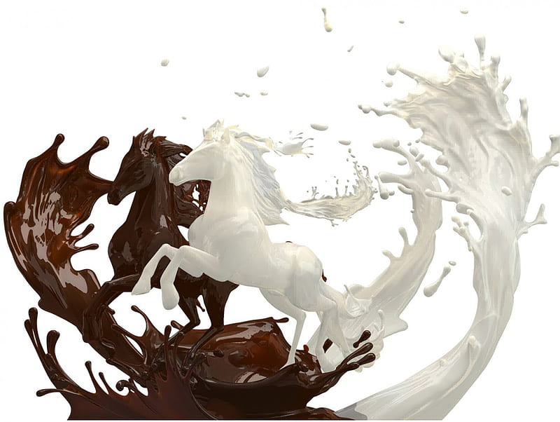 choco-milk horses, art, decoration, chocolate, horse, foodstuff, HD wallpaper