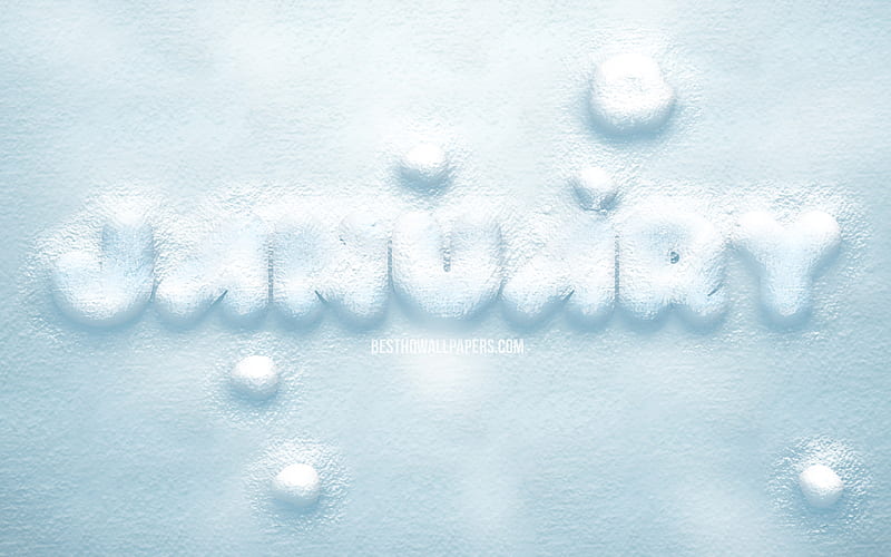 January, 3D snow letters snow background, winter, January concepts, January on snow, January month, winter months, HD wallpaper