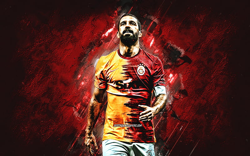 Arda Turan, Galatasaray, turkish footballer, midfielder, portrait, burgundy stone background, football, HD wallpaper