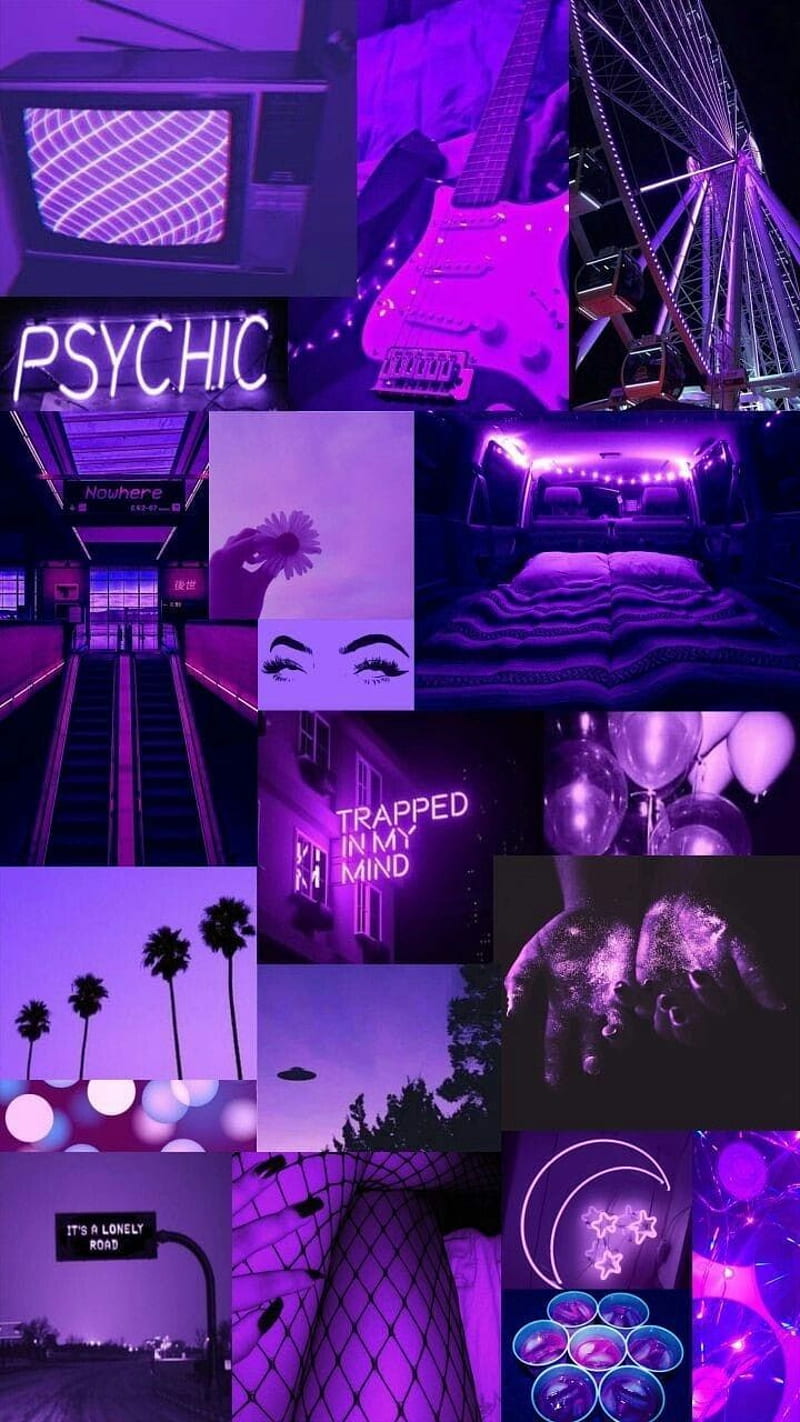 Purple compilation, aesthetic, collage, dark, HD phone wallpaper