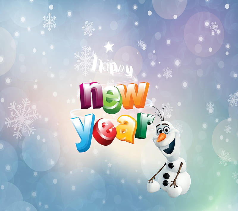 new year, disney, frozen, happy, olaf, snow, winter, HD wallpaper
