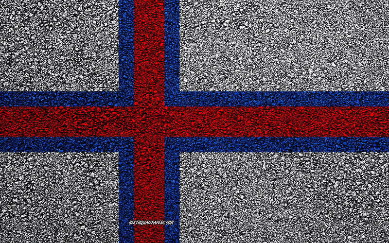 Flag of Faroe Islands, asphalt texture, flag on asphalt, Faroe Islands flag, Europe, Faroe Islands, flags of european countries, HD wallpaper