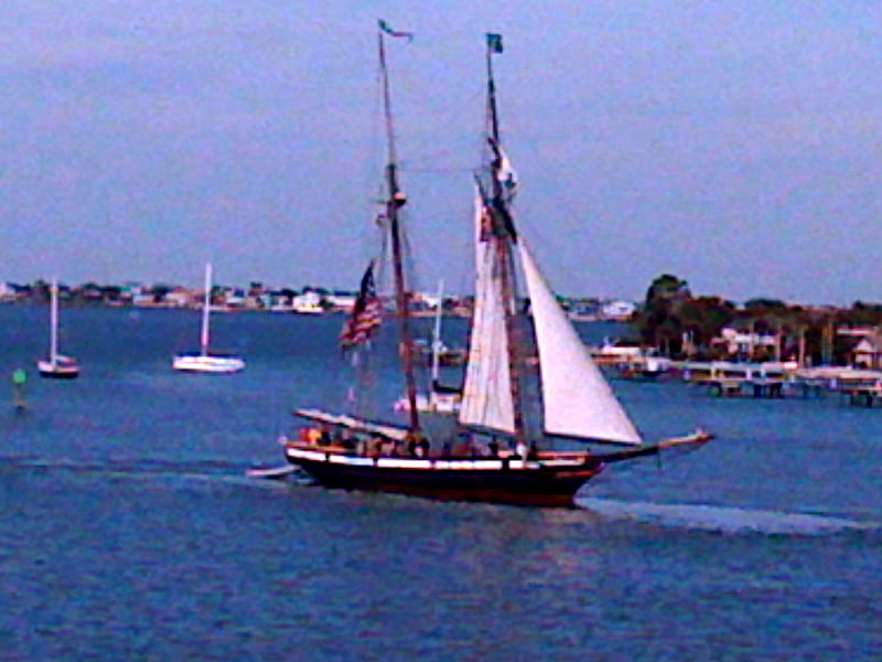 Arrival I Anticipation, schooner, river, sail boat, water craft, HD wallpaper