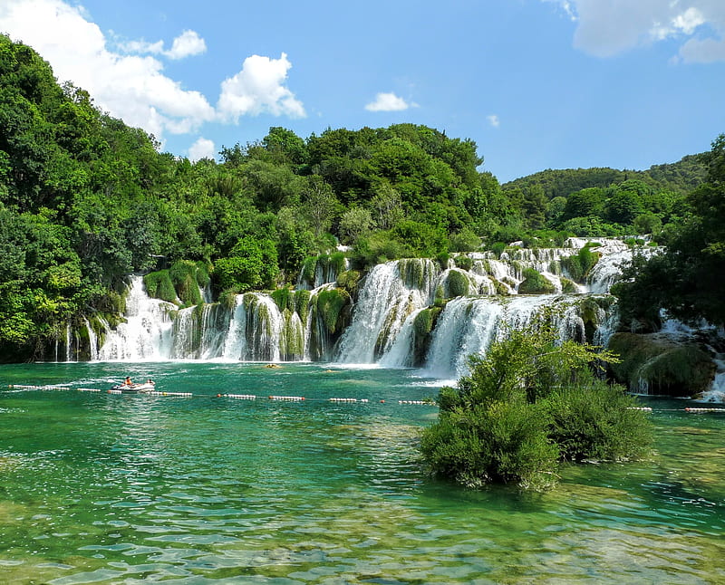 waterfall 2, croatia, krka, summer, HD wallpaper
