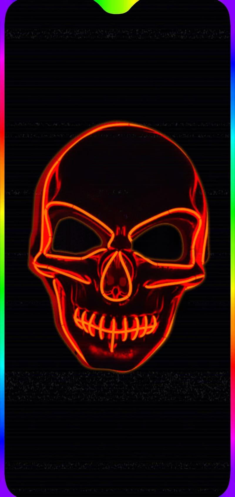 Skull, man, mask, neon, red, skelet, skeleton, star, HD phone wallpaper