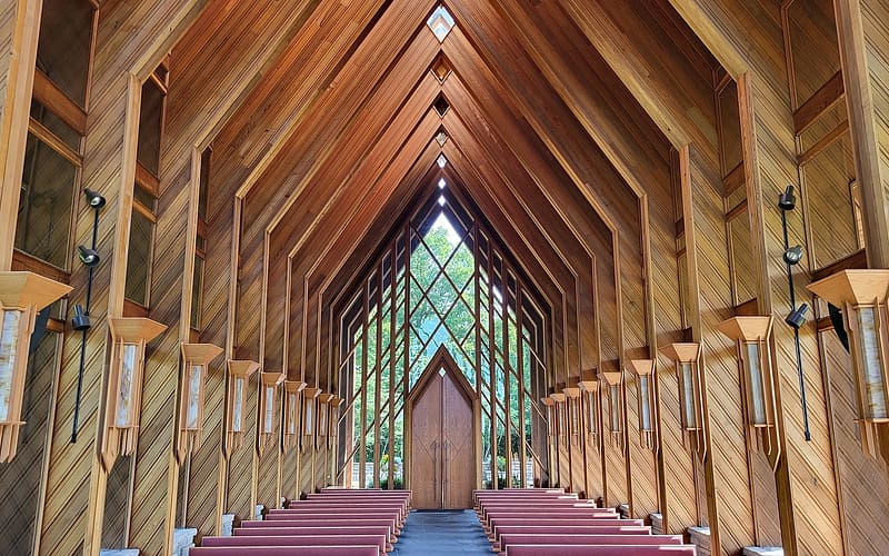 Church in Missouri, USA, USA, wooden, interior, church, HD wallpaper