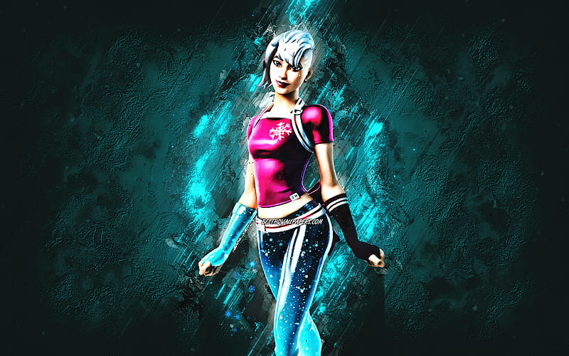 Fortnite Frosted Flurry Skin, Fortnite, main characters, blue stone background, Frosted Flurry, Fortnite skins, Frosted Flurry Skin, Frosted Flurry Fortnite, Fortnite characters, HD wallpaper