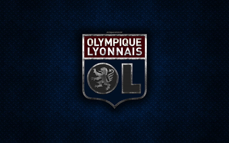 Olympique Lyonnais, French football club, blue metal texture, metal logo, emblem, Lyon, France, Ligue 1, creative art, football, FC Lyon, HD wallpaper