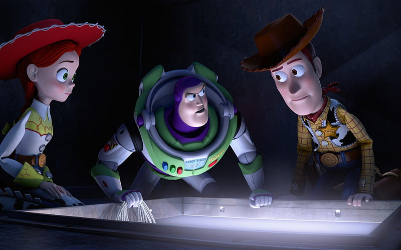 Toy Story 2, Characters, Jessie, Buzz Lightyear, Sheriff Woody, HD wallpaper