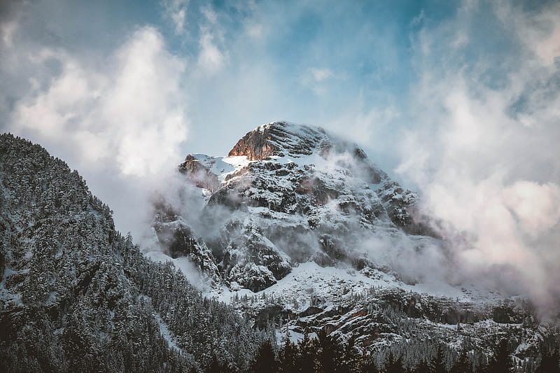 Snow Covered Mountain Peak , snow, mountains, nature, HD wallpaper