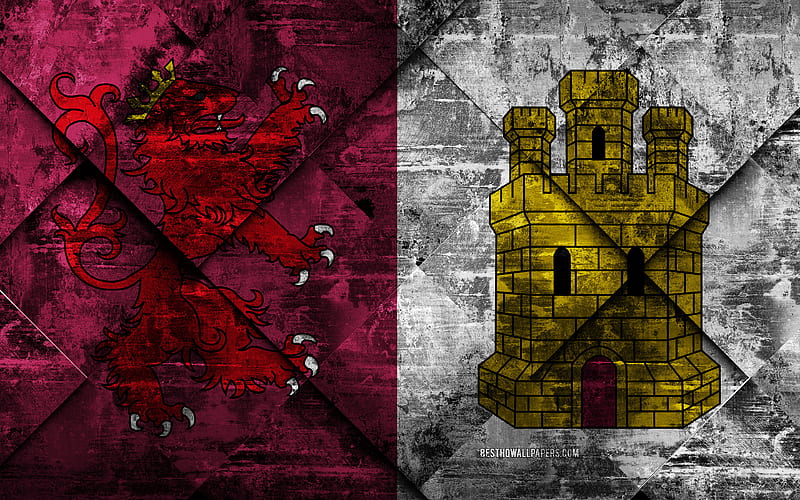 Flag of Caceres grunge art, rhombus grunge texture, spanish province, Caceres flag, Spain, national symbols, Caceres, provinces of Spain, creative art, HD wallpaper