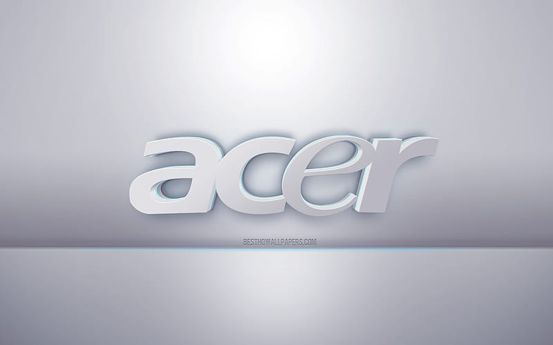 Acer 3d white logo, gray background, Acer logo, creative 3d art, Acer, 3d emblem, HD wallpaper