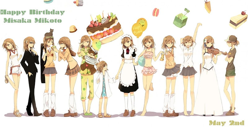 Various Misaka's, cake, last order, misaka, anime, to aru, clones, HD wallpaper