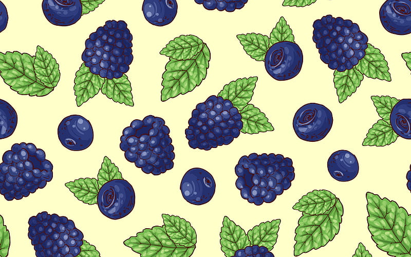 Texture, green, summer, paper, blue, leaf, pattern, mure, fruit, vara, blueberry, HD wallpaper